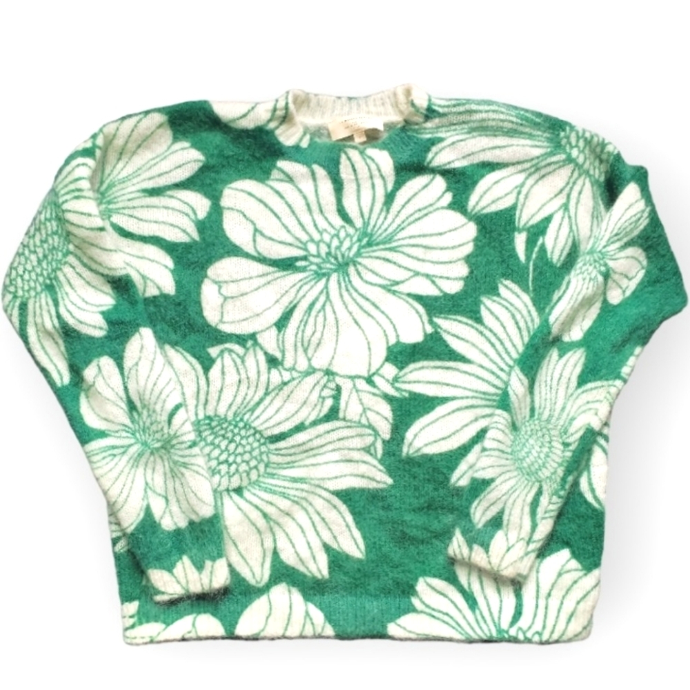 LA MAILLE SÉZANE green floral mohair sweater